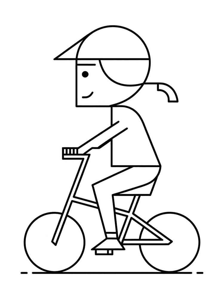 Bambino in bicicletta da colorare