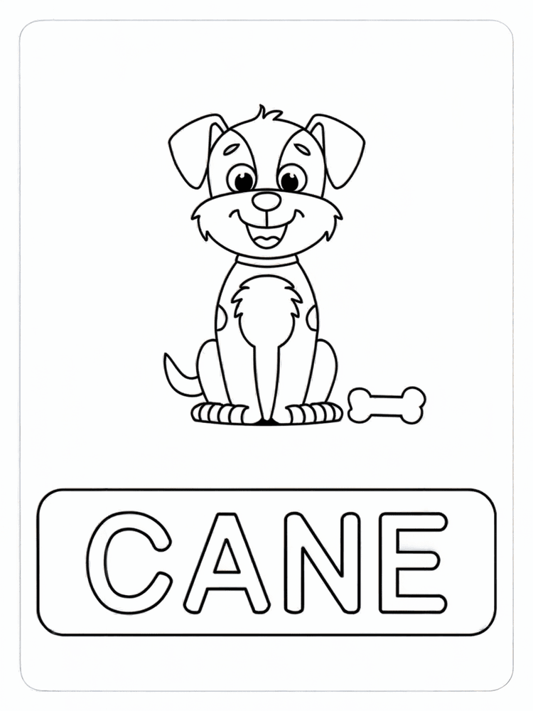 Carta nomenclatura CANE, Montessori stampabile A4