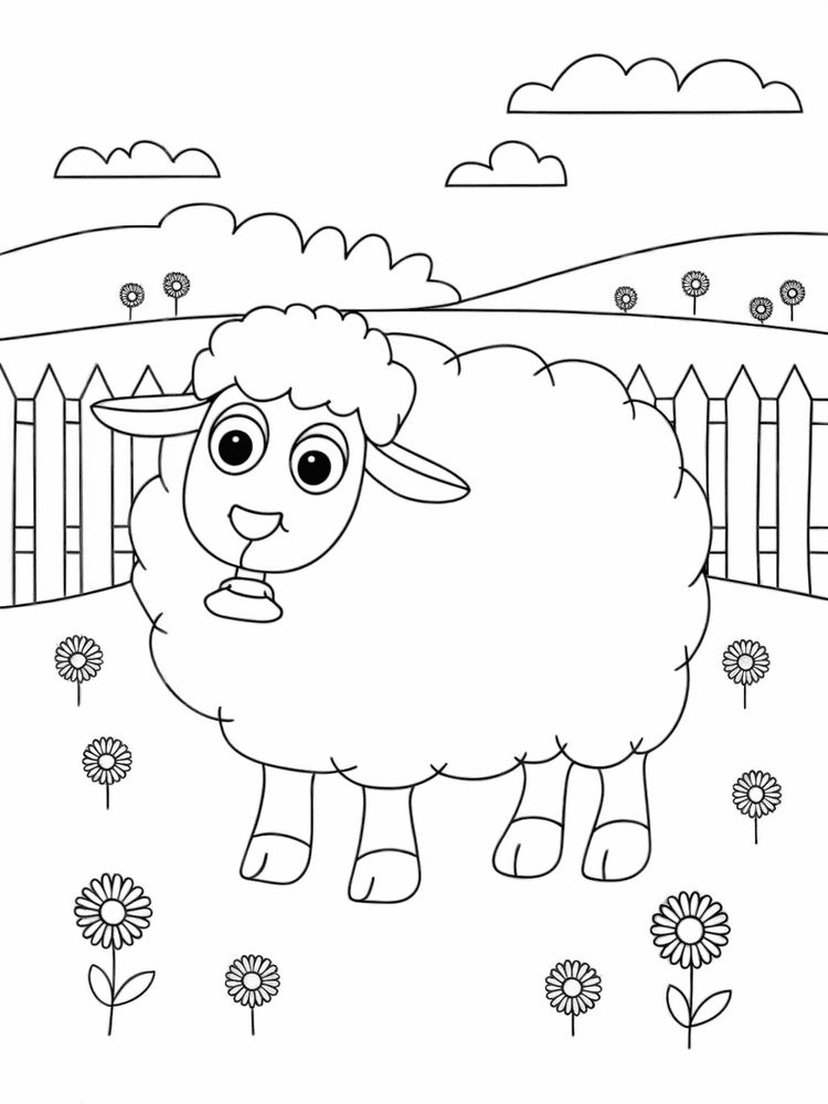 Pecora da colorare, stampabile A4 per bambini